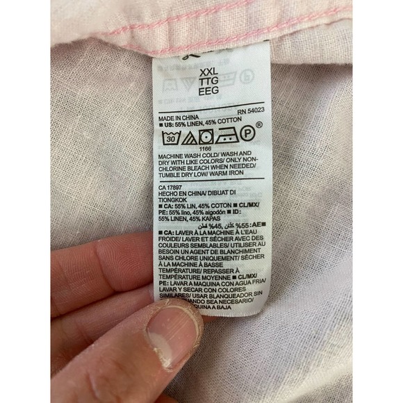 LINEN Slim Fit Blush Pink Button Up Shirt - Picture 4 of 6